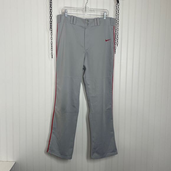 NIKE Men’s Vapor Select High Piped Baseball Pants Size L Gray & Red Softball - Picture 1 of 7